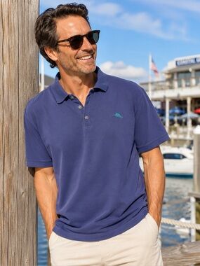 Tommy Bahama Purple Polo Shirt XL Marlin Logo Supima Cotton Blend Golf